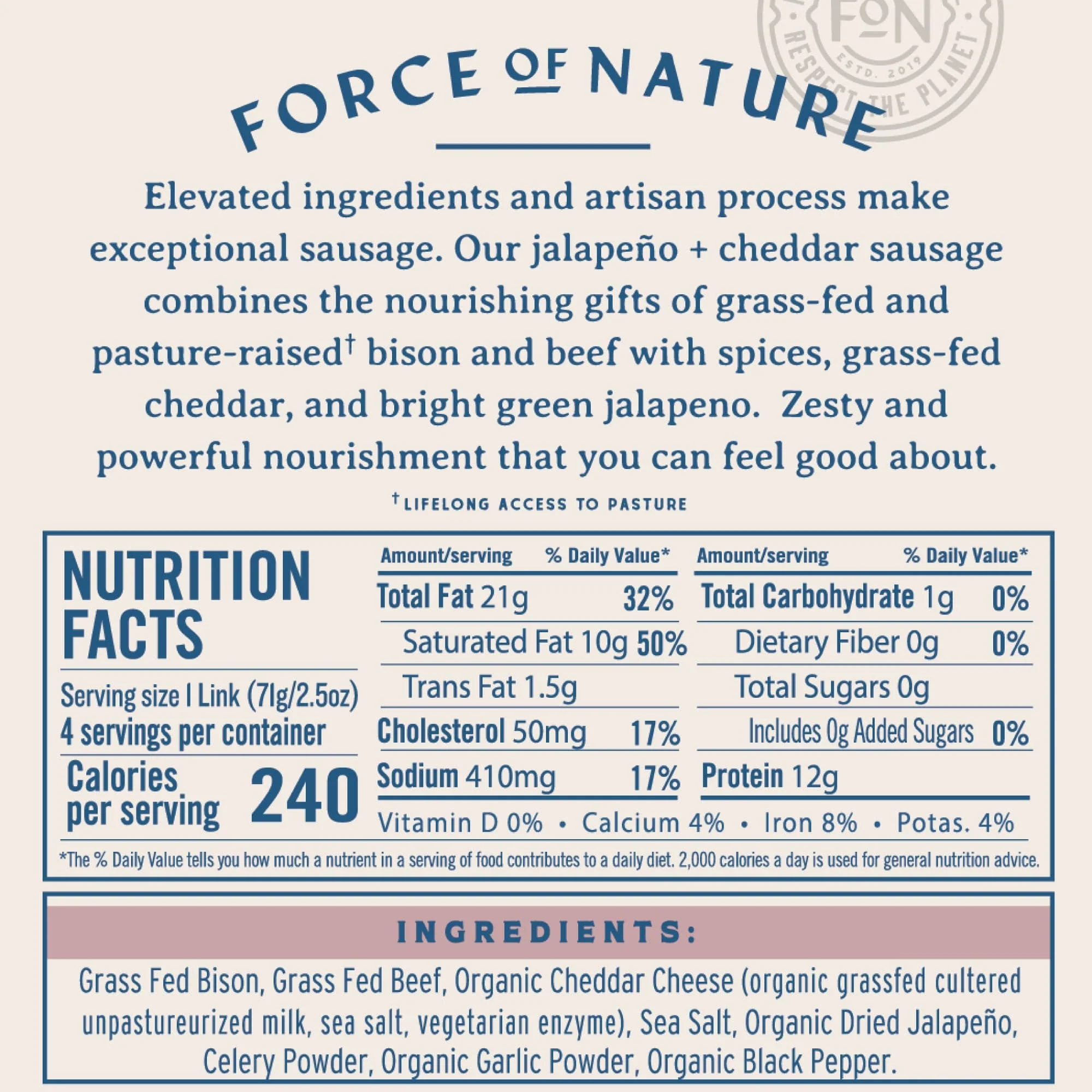 Grass Fed Bison & Beef Sausage with Jalapeno & Cheddar - Image 4