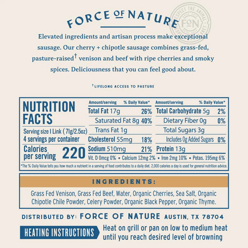 Grass Fed Venison & Beef Sausage with Cherry & Chipotle - Image 3