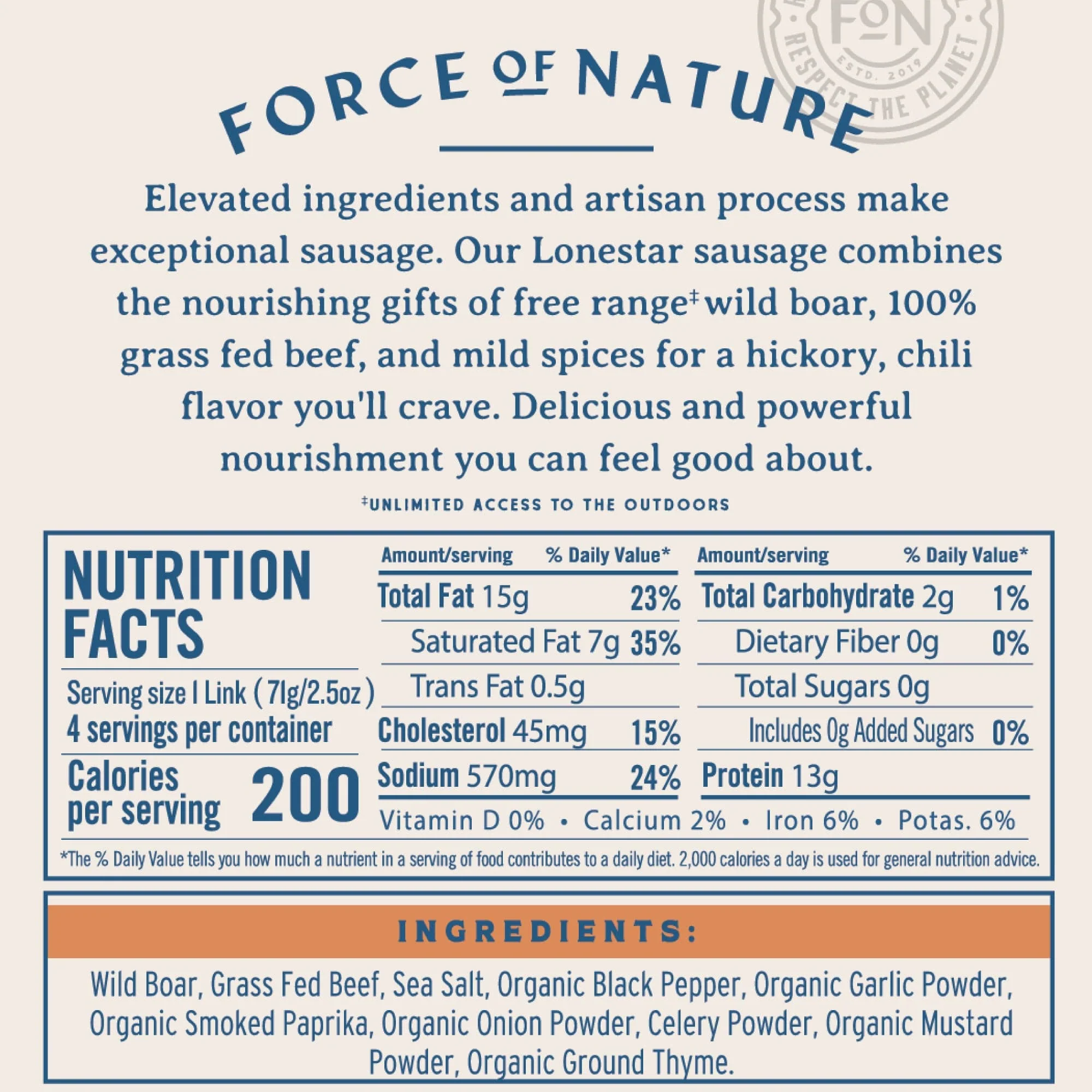 Free Range Wild Boar & Beef Sausage, Lonestar Blend - Image 4